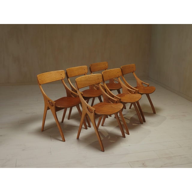 Brown Dining Chairs by Arne Hovmand Olsen for Mogens Kold, 1959, Set of 6 For Sale - Image 8 of 8