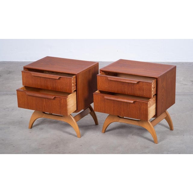 Wood Teak Bedside Tables with Oak Frame, Denmark, 1960s, Set of 2 For Sale - Image 7 of 13