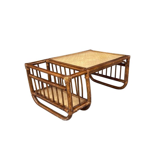 English Rattan and Bamboo Breakfast Bed Tray With Magazine Rack Chairish