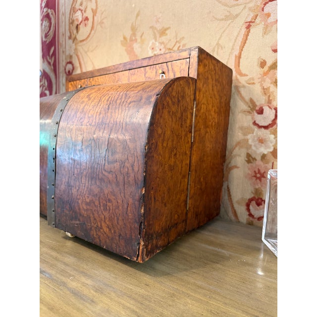Antique Georgian Burl Walnut Double-Cylinder Campaign Desk & Stationary Box For Sale In Atlanta - Image 6 of 9