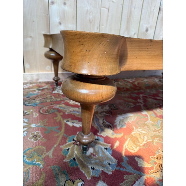 English Victorian Coffee Table with Brass Toupie Legs and Star-Patterned Top, 1980s For Sale - Image 3 of 9