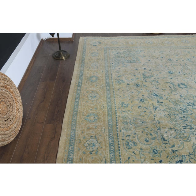 1970s Vintage Persian Handmade Wool Cotton Yellow Area Rug For Sale - Image 9 of 11