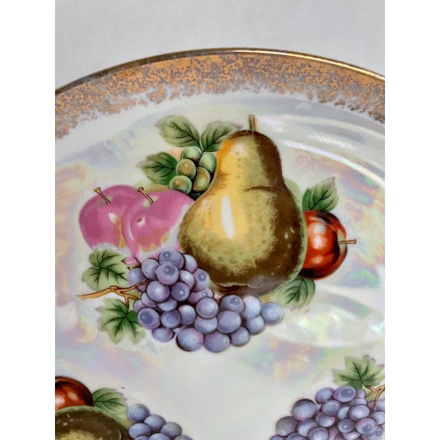 English 1940s Hollywood Regency Gold Fruit Porcelain Plate and Platter Set - Set of 9 For Sale - Image 3 of 8