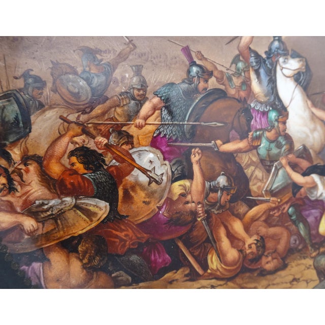 Large Hand-Painted Wall Charger Plate Depicting Roman Battle with Semi Nude Sabine Woman, 1866 For Sale - Image 12 of 18
