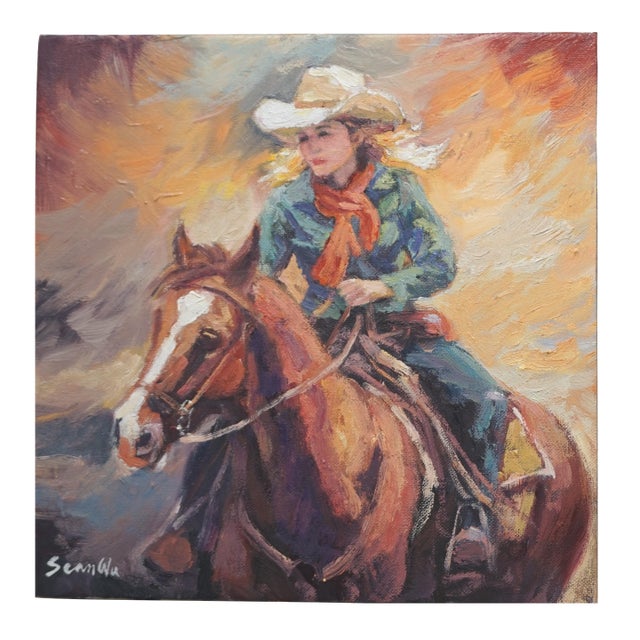 Original Oil Painting of Horse Rider For Sale