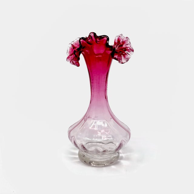 Antique Victorian Cranberry Glass Jack in the Pulpit Vase For Sale - Image 4 of 6