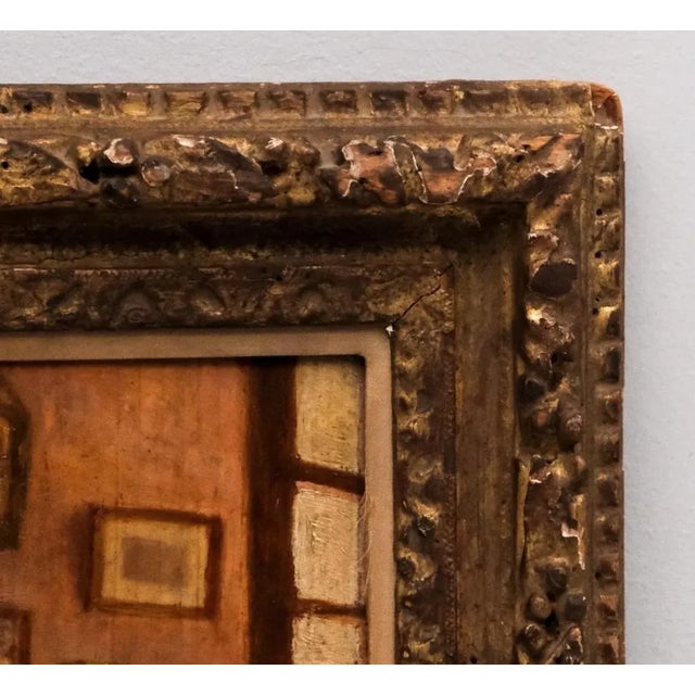 French Early 20th Century Oil Painting on Board of a Sunlit Period European Interior R. Renee For Sale - Image 3 of 5