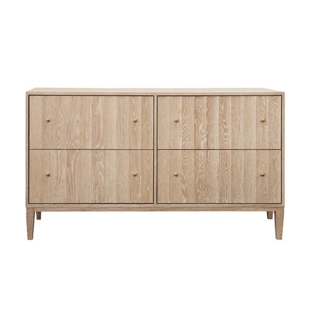 Matthew Izzo Home Angus Fluted Cerused Oak Four Drawer Chest With Brass Hardware For Sale - Image 10 of 10