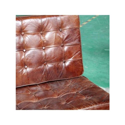 Set of Barcelona Armchair by Ludwig Mies van der Rohe and Ottoman from Knoll, 2008 For Sale - Image 12 of 16