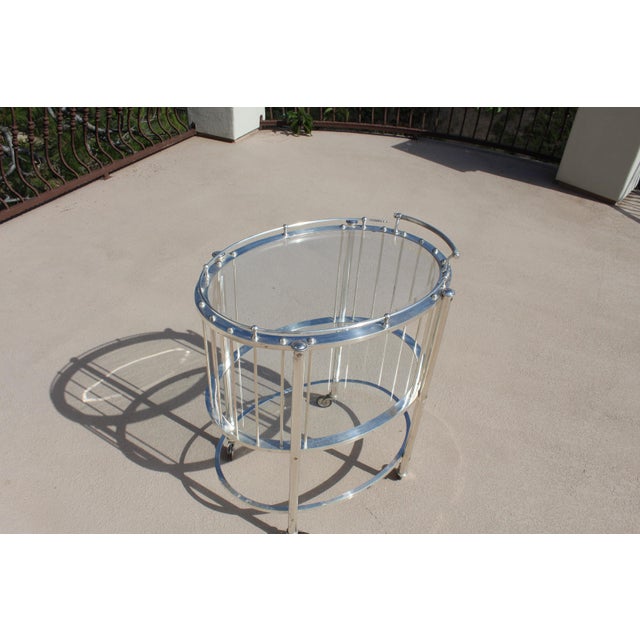 Mid-Century Modern Bar Cart Silver Plate Oval For Sale - Image 11 of 18