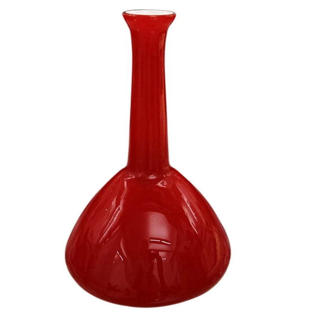 Vintage Red Cased Glass, Possibly Kastrup of Denmark Made for Ramor Label For Sale - Image 11 of 11