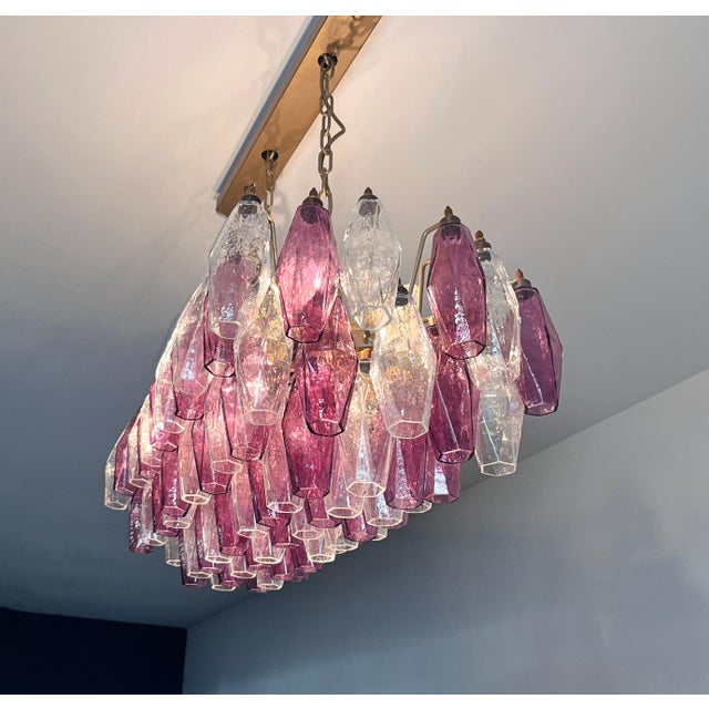 Amethyst and Clear Glasses Murano Poliedri Chandelier by Carlo Scarpa, 1990s For Sale - Image 17 of 18