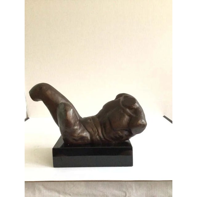 Figurative 1970s Iron Male Nude Classical Sculpture on Polished Stone Base For Sale - Image 3 of 10