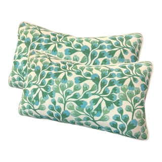 Pair Bothanical Print Lumbar Pillows For Sale