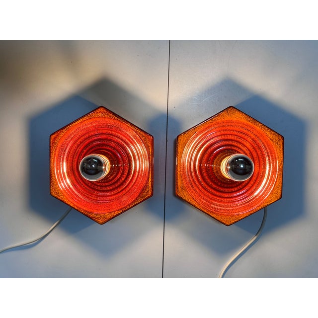 Orange Ceramic Wall Lights from Hustadt Leuchten, Germany, 1970s, Set of 2 For Sale - Image 8 of 18