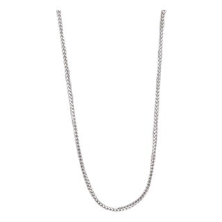 Wheat Chain Necklace 18k White Gold 16" 1.2mm For Sale