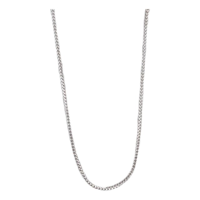 Wheat Chain Necklace 18k White Gold 16" 1.2mm For Sale