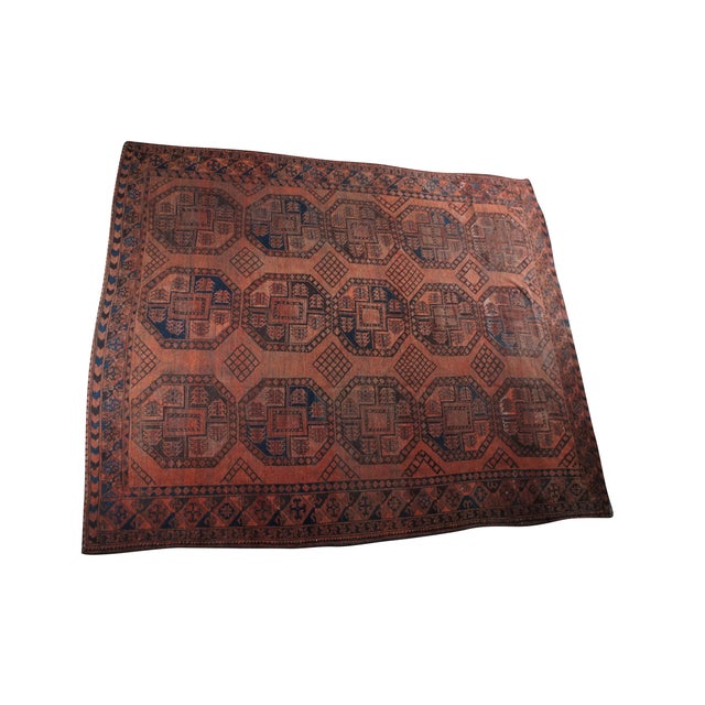 Islamic Vintage Hand Knotted Oriental Red & Black Geometric Area Rug Carpet 9' X 11' For Sale - Image 3 of 16