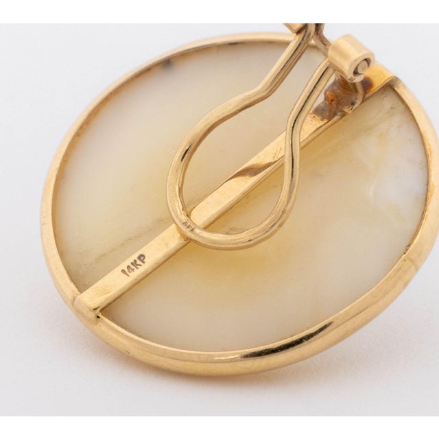 White Modern Mabe Blister Pearl and 14k Yellow Gold Earrings For Sale - Image 8 of 8