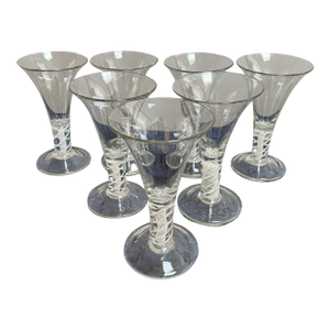 Late 18th Century George III English Crystal Wine Glasses- Set of 7
