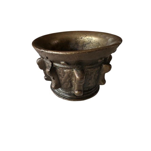 Farmhouse Antique Heavy Cast Bronze/Brass Mortar – Apothecary Collectible XVIII Century For Sale - Image 3 of 5