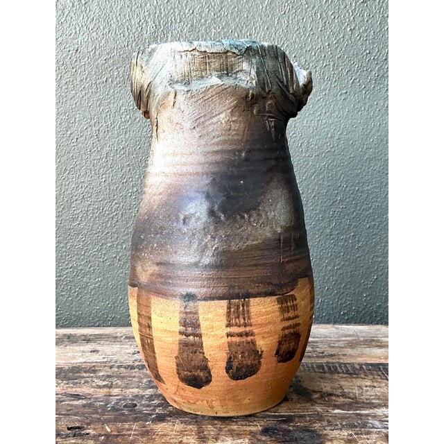 Late 20th Century Vintage Handcrafted Studio Pottery Vase For Sale - Image 5 of 17