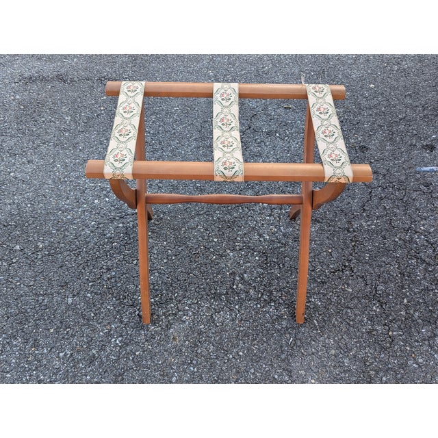 Brown Vintage Wooden Vintage Scheibe Style Folding Luggage Rack Stand For Sale - Image 8 of 12