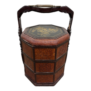 Vintage Chinese Tiered Wicker Wedding Basket Betrothal Basket