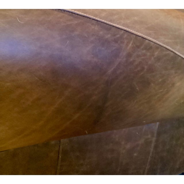 Mitchell Gold Leather Club Chair and Ottoman For Sale - Image 10 of 12