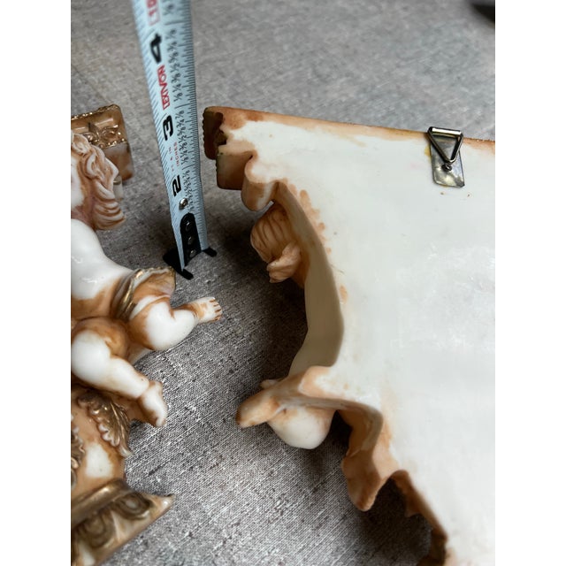 Pair of Cherub Resin Wall Brackets/Sconces With Gold Accents For Sale In Atlanta - Image 6 of 7