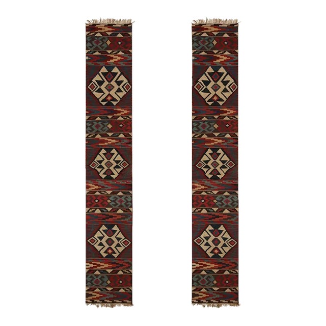 Twin Vintage Persian Kilim Runner Rugs With Geometric Patterns, From Rug & Kilim For Sale