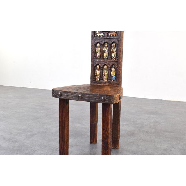 Spanish High Back Chair with Jesus and Apostles from Ormecasa, 1970s For Sale - Image 11 of 13