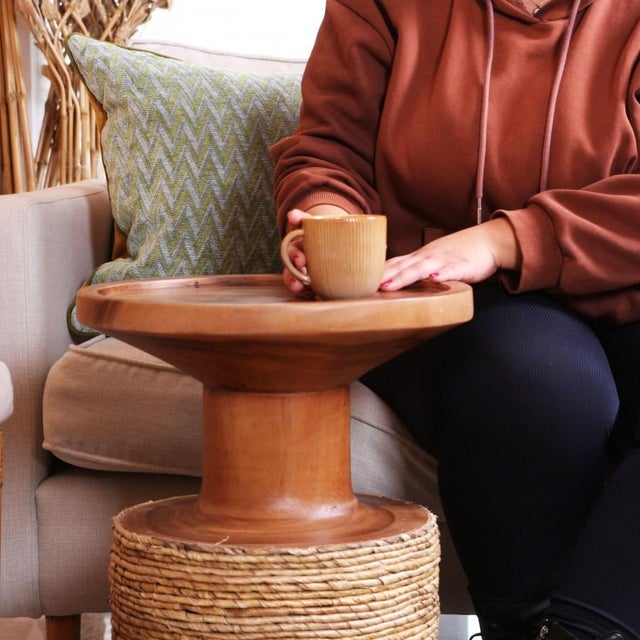 Not Yet Made - Made To Order Hara Round Oak Wood Side Table For Sale - Image 5 of 10