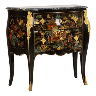 Louis XV-Style Lacquered Chest of Drawers, 1950s For Sale