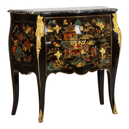 Louis XV-Style Lacquered Chest of Drawers, 1950s For Sale