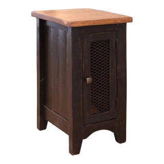 Greenview One Door Side Table - Distressed Black For Sale