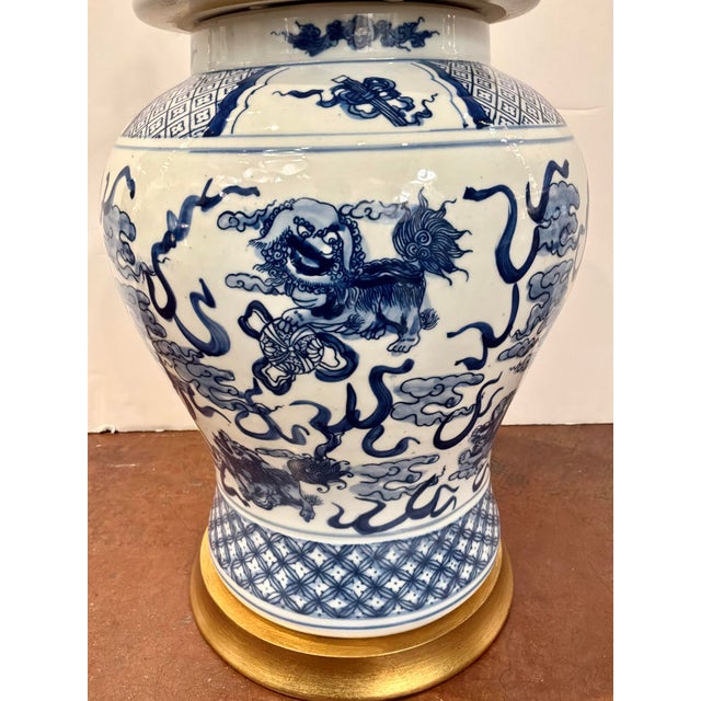 Asian Large Porcelain General Jar Lamp For Sale - Image 3 of 4