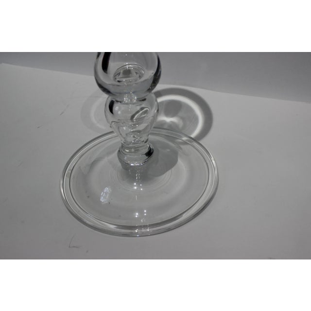 Transparent Crystal Double Tear Drop Balustrade 19.5" Candle Holder Steuben Homage Signed by Artisan For Sale - Image 8 of 13