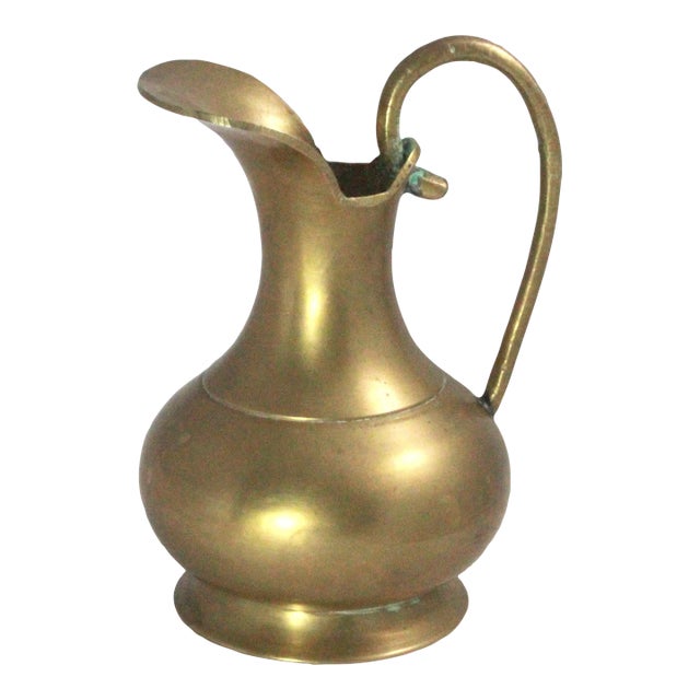Vintage Solid Brass Pitcher For Sale