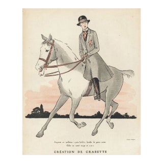 1921 French Antique Print for the Fashionable Horse Rider For Sale
