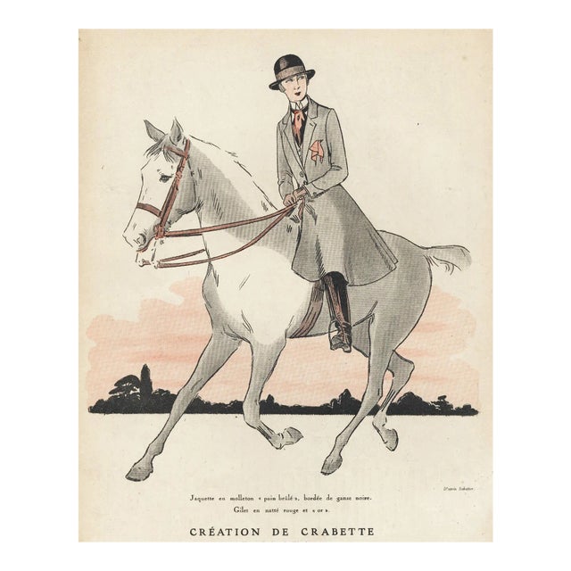 1921 French Antique Print for the Fashionable Horse Rider For Sale