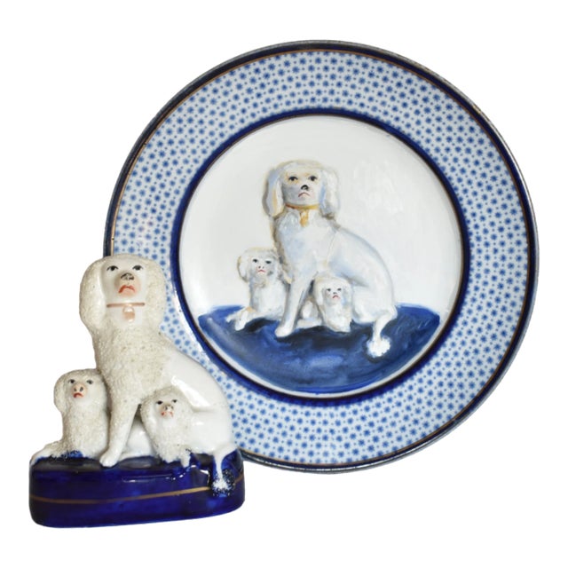 Mathilda and Her Staffordshire Poodle Puppies and Their Portrait by Susannah Carson For Sale