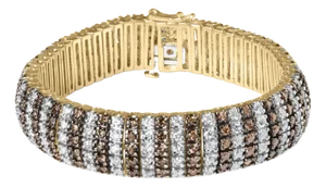 10K Yellow Gold 10-1/3 Cttw Alternating Coco Color and White Diamond 5 Row Tennis Bracelet (Brown/H-I Color, SI1-SI2 Clarity) - Size 7.25