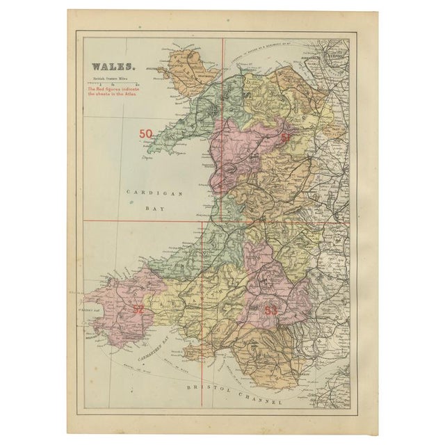Antique Map of Wales, 1885 For Sale - Image 9 of 9
