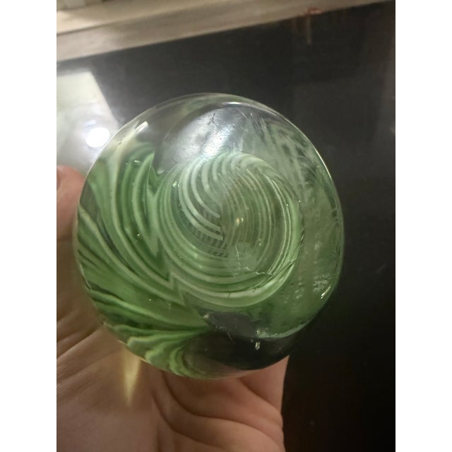 Murano 1960s Rossi Murano Latticino Glass Asian Chinese Man 10" Signed Green & Black Italy For Sale - Image 4 of 5