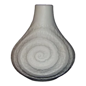 Vintage Mid 20th Century Handmade White Op Art Wood Grain Fossil Vase Bavaria Germany