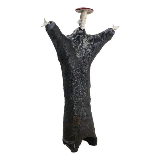 Figurative Ceramic Sculpture with Shino Glaze and Porcelain Head by Óscar Aldonza Torres, 2024 For Sale