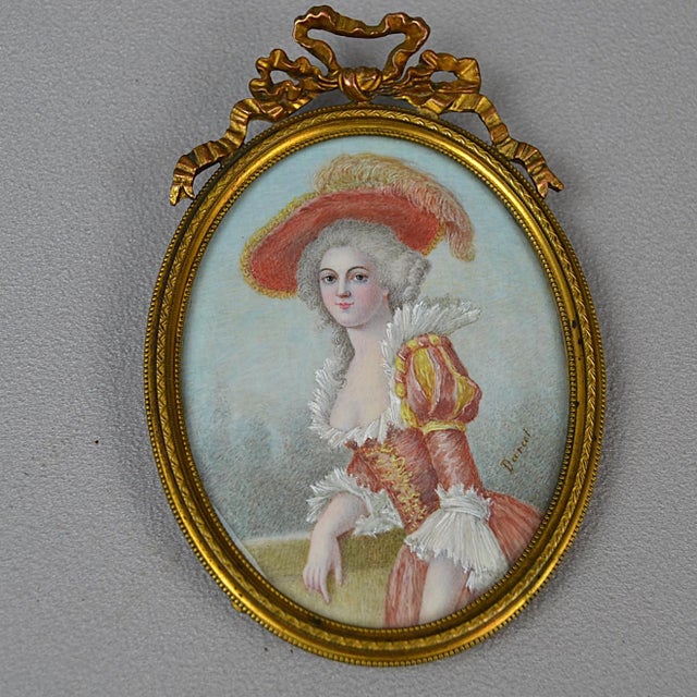 Darcet, Portrait Miniature of a Lady from the Rococo Period, 1800s, Painting, Framed For Sale - Image 4 of 11