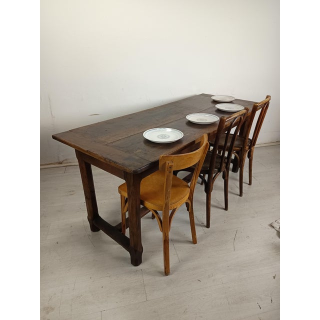 Oak and Walnut Farmhouse Table For Sale - Image 9 of 18