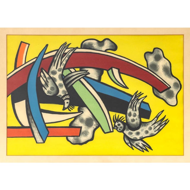 After Fernand Leger (French, 1881-1955), "Composition aux Deux Oiseaux sur Fond Jaune" [Composition with Two Birds on a...